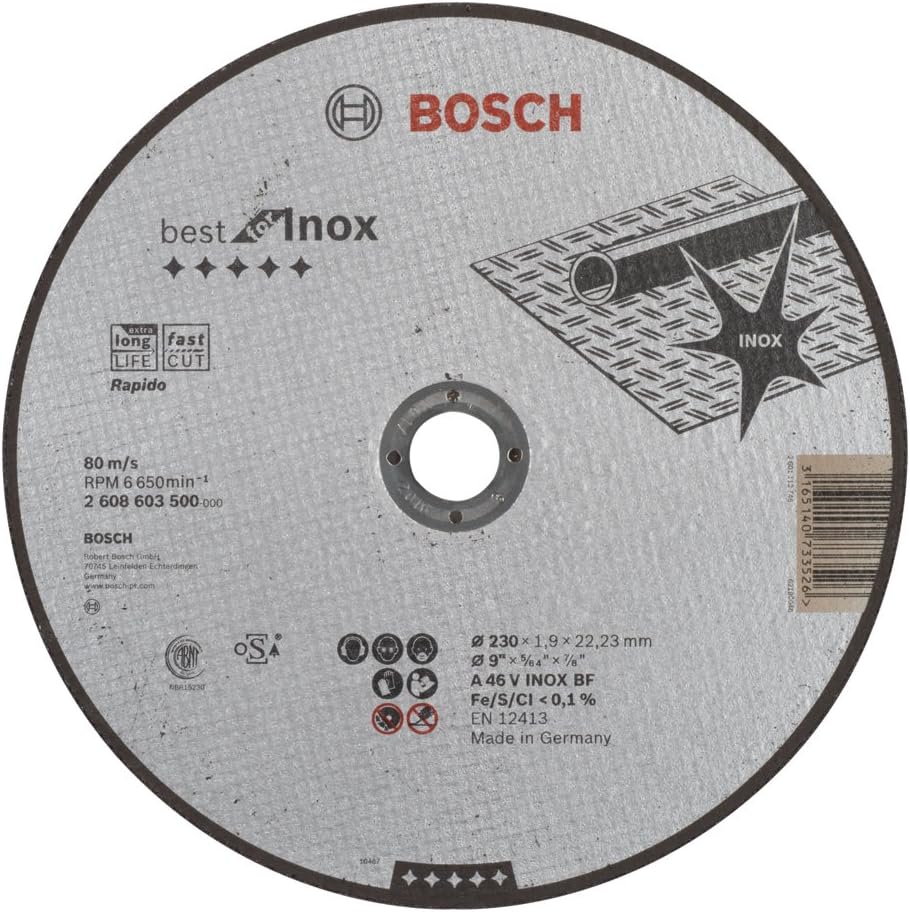 Best Cutting Disc Hub for Bosch on Stainless Steel Flat 1.9 x 230 MM - 2608603500, grey