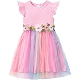 PATPAT Girl's Tulle Dress Tutu Party Birthday Poster Formal Fancy Flower Princess Dresses