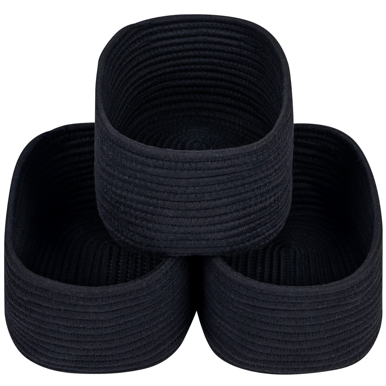 Photo 1 of CubesLand Black Baskets Bins for Organizing,Small Woven Storage Baskets for Shelves,Cute Closet Cube Bins Set 3,Baby Nursery Toys Cube Bin,Home Decor Organization Storage
