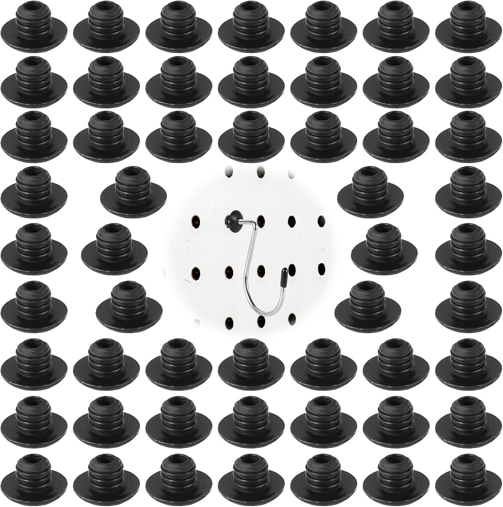 PEUTIER 60pcs Black Silicone Pegboard Hook Locks Stoppers for 1/4 Inch Hooks