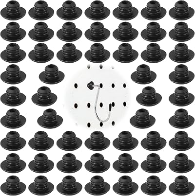 PEUTIER 60pcs Black Silicone Pegboard Hook Locks Stoppers for 1/4 Inch Hooks