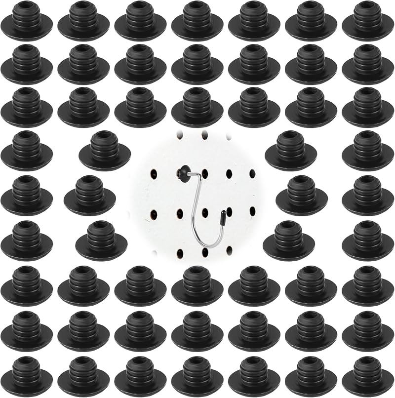 PEUTIER 60pcs Black Silicone Pegboard Hook Locks Stoppers for 1/4 Inch Hooks
