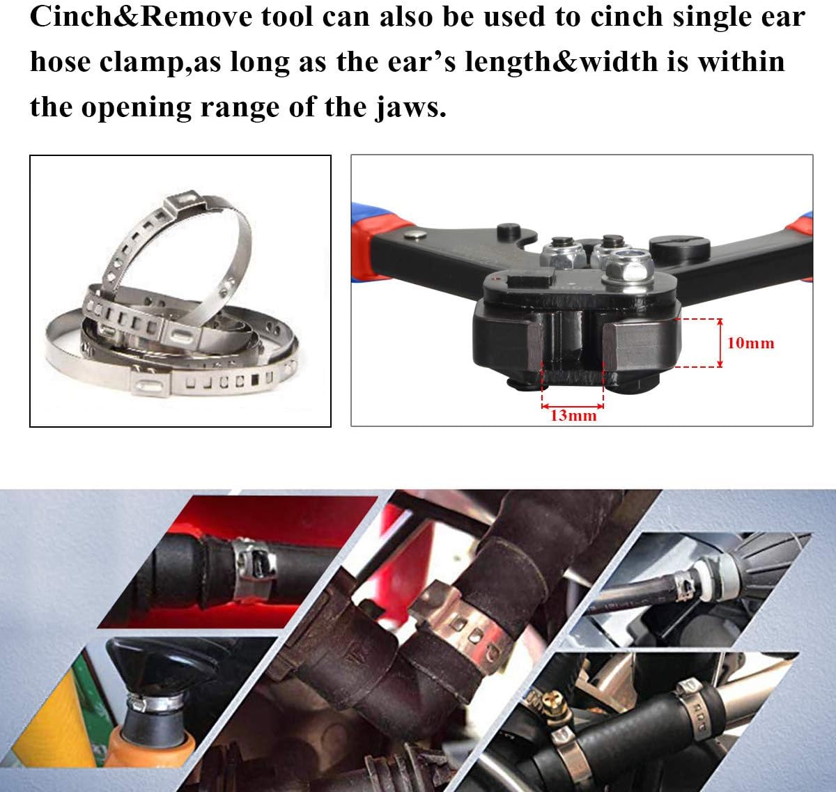 Qibaok PEX Cinch Tool with Removing function for 3/8-inch to 1-inch Stainless Steel Clamps with 1/2-inch 20PCS and 3/4-inch 10PCS and Pex Pipe Cutter - - 