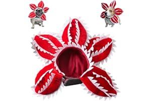 ANKCAC Demogorgon Dog Costume Pet Hat, Funny Carnivorous Plant Dog Adjustable Hat, Demogorgon Cat Outfits for Cosplay Party Photo (Red, Small)