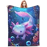 Axolotl Blanket Gifts for Girls Boys Kids Adults, Flannel Axolotl Throw Blankets for Bed Living Room Sofa Couch Traveling Camping, Soft Warm Lightweight Cozy Decor 50x60in