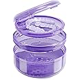 Denture Case Retainer Cleaning Case: 2 in 1 Retainer Case, No-Leak Denture Bath Box Cup, Complete Clean Care for Dentures, Clear Braces, Mouth Guard, Night Guard & Retainers