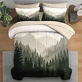 Pamnest Full Comforter Set with Sheets, 7 Pieces Mountain Pine Bedding | Bed in A Bag for All Season, Tree Natural Forest for Kids and Adults, 2 Pillowcases &amp; 2 Shams