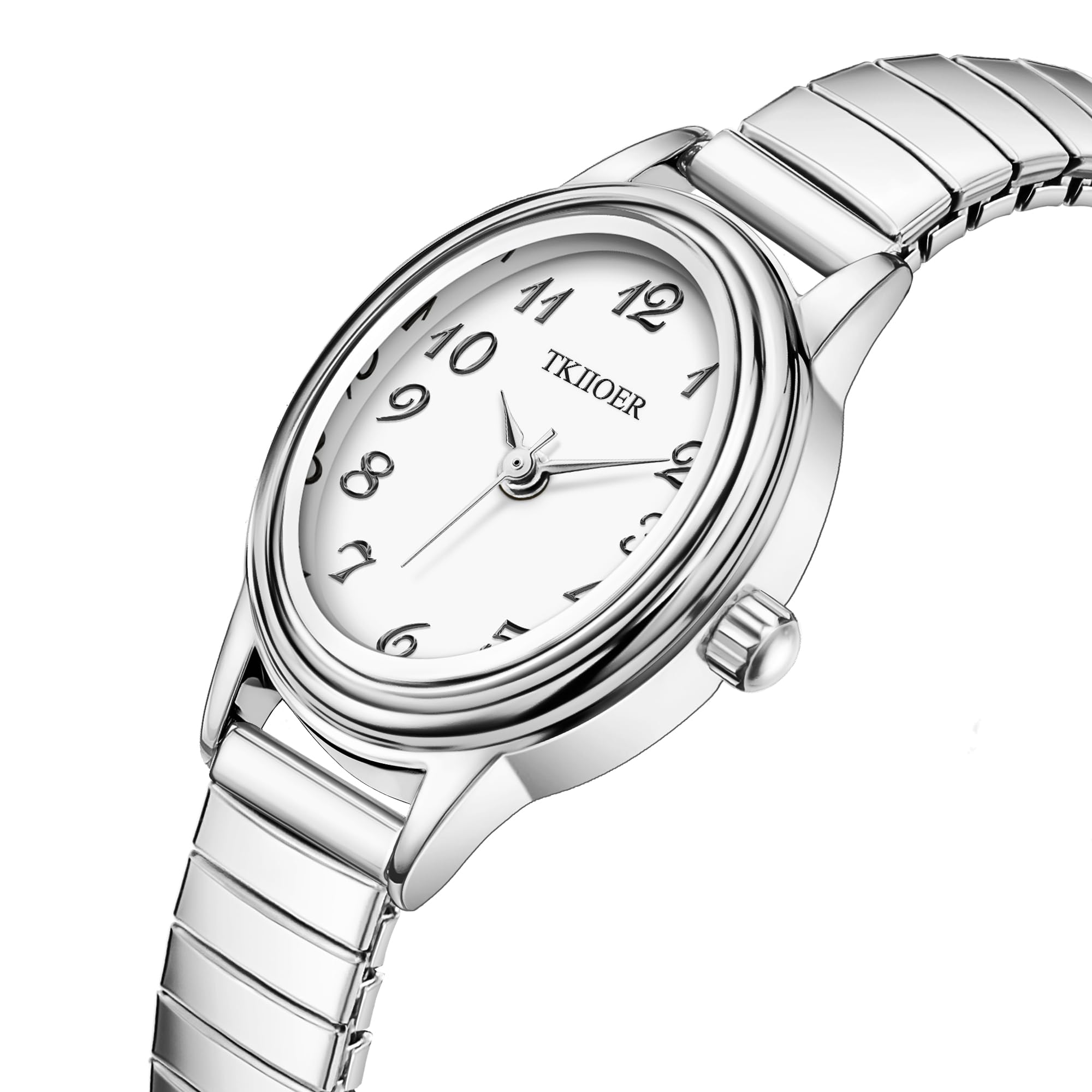 TKIIOER Small Gold Watches for Women, Easy to Read Ladies Analog Watch, 30M Waterproof, Luminous Dial, Stainless Steel Stretch Expansion Strap