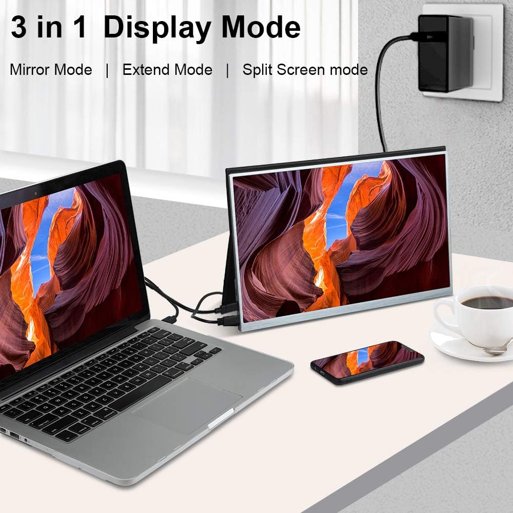 High Color Gamut Ultra Narrow Frame Portable Monitor HONGO 15 Inch IPS 1080P HDR Computer Gaming Monitor USBC Display for Laptop PC Phone Xbox PS4 Switch, Smart Cover Stand & Screen Protector Included: Computers & Accessories