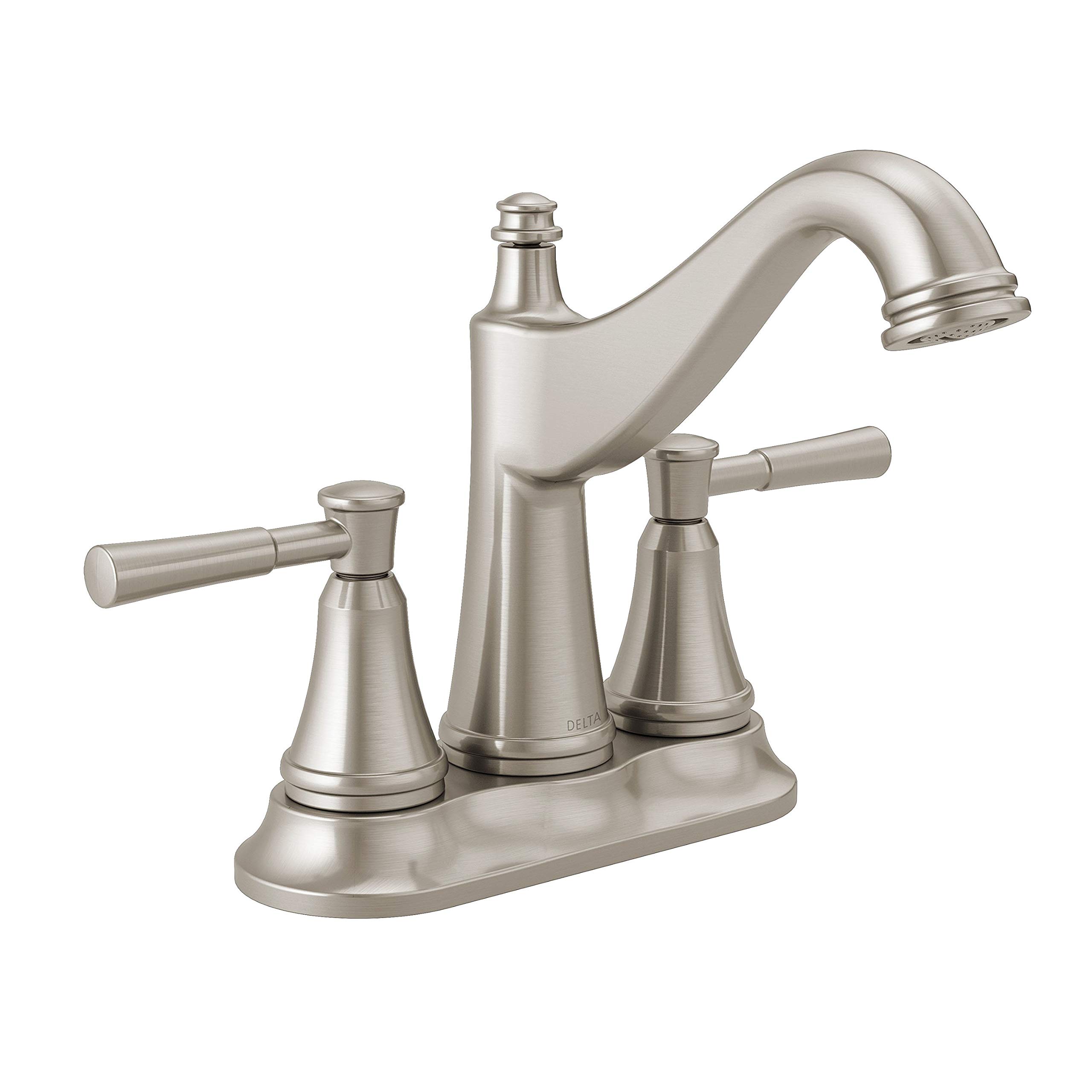 Delta Faucet Mylan Centerset Bathroom Faucet Brushed Nickel, Bathroom Sink Faucet, Drain Assembly, Worry-Free Drain Catch, SpotShield Brushed Nickel 25777LF-SP