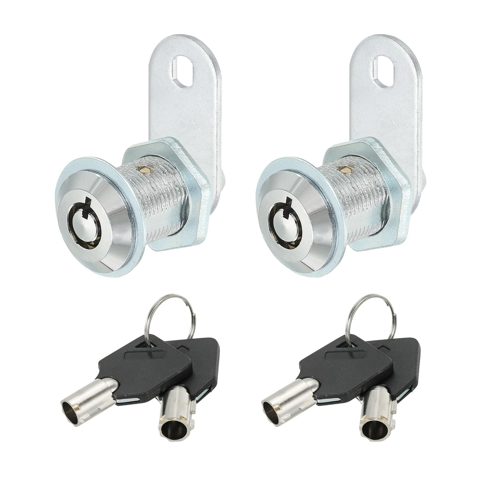 PATIKIL Cabinet Cam Lock with Key, 2 Pack 1"(25mm) Keyed Different Cam Lock Cylinder Zinc Alloy Chrome Drawer Locks Tubular Cam Removable Key for Drawer Cabinet Secure