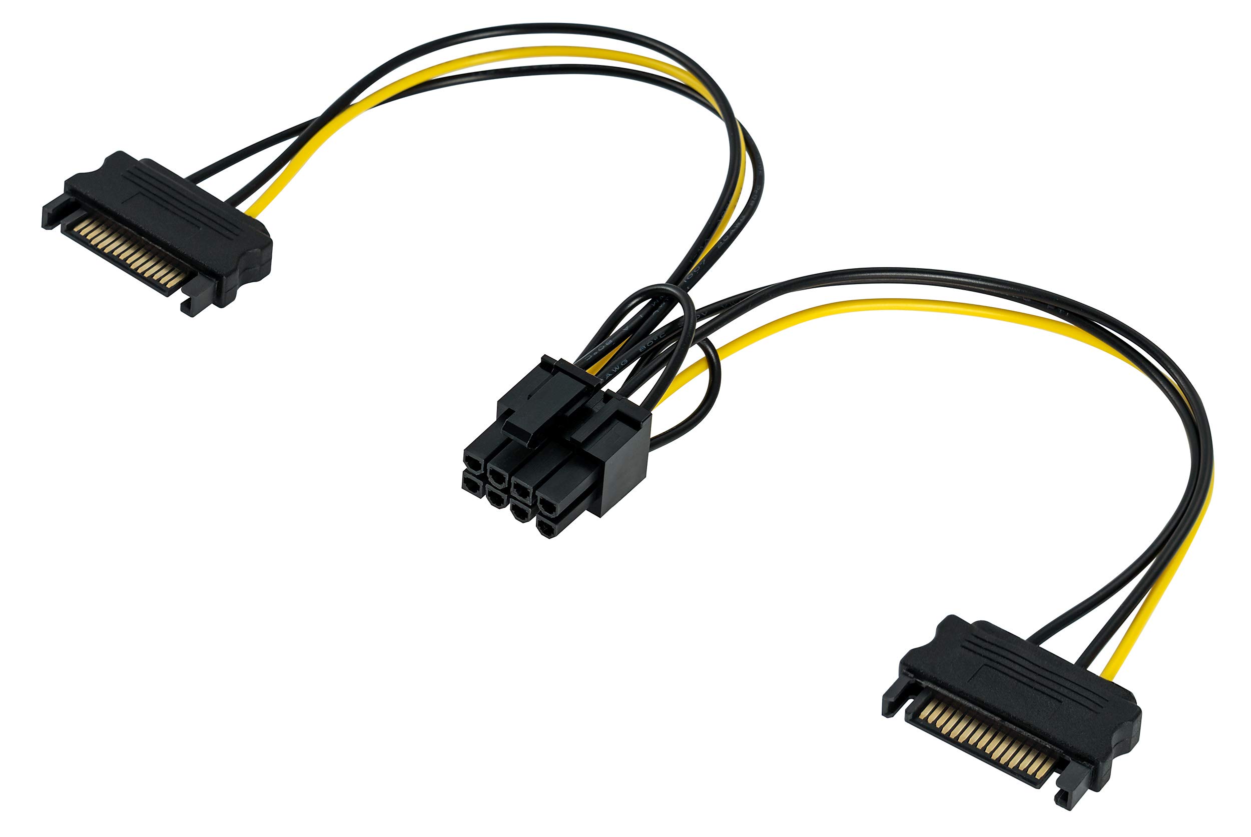 POPPSTAR 20 cm PCI-Express Y graphics card power cable (2x 15-pin Sata power connector (w) to PCIe 8-pin (m))
