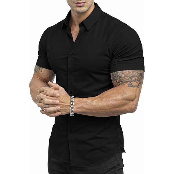 Amazon.com: EOUOSS Men's Muscle Fit Dress Shirts Athletic Slim Fit Long  Sleeve Stretch Wrinkle-Free Casual Button Down Shirt White X-Small :  Clothing, Shoes & Jewelry