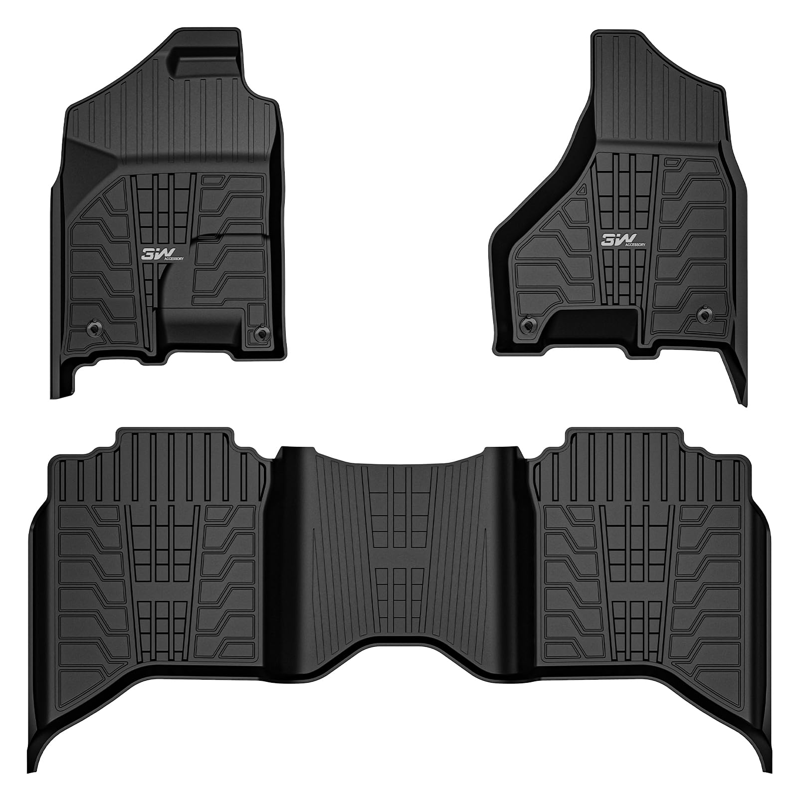 Photo 1 of (USED/FAIR)  3W Floor Mats Fit for 2013-2018 Dodge Ram 1500/2500/3500 Crew Cab, 2019-2024 Dodge Ram 1500 Classic Crew Cab All Weather TPE Custome Fit Accessroies Floor Liner for Ram Full Set Car Mats
