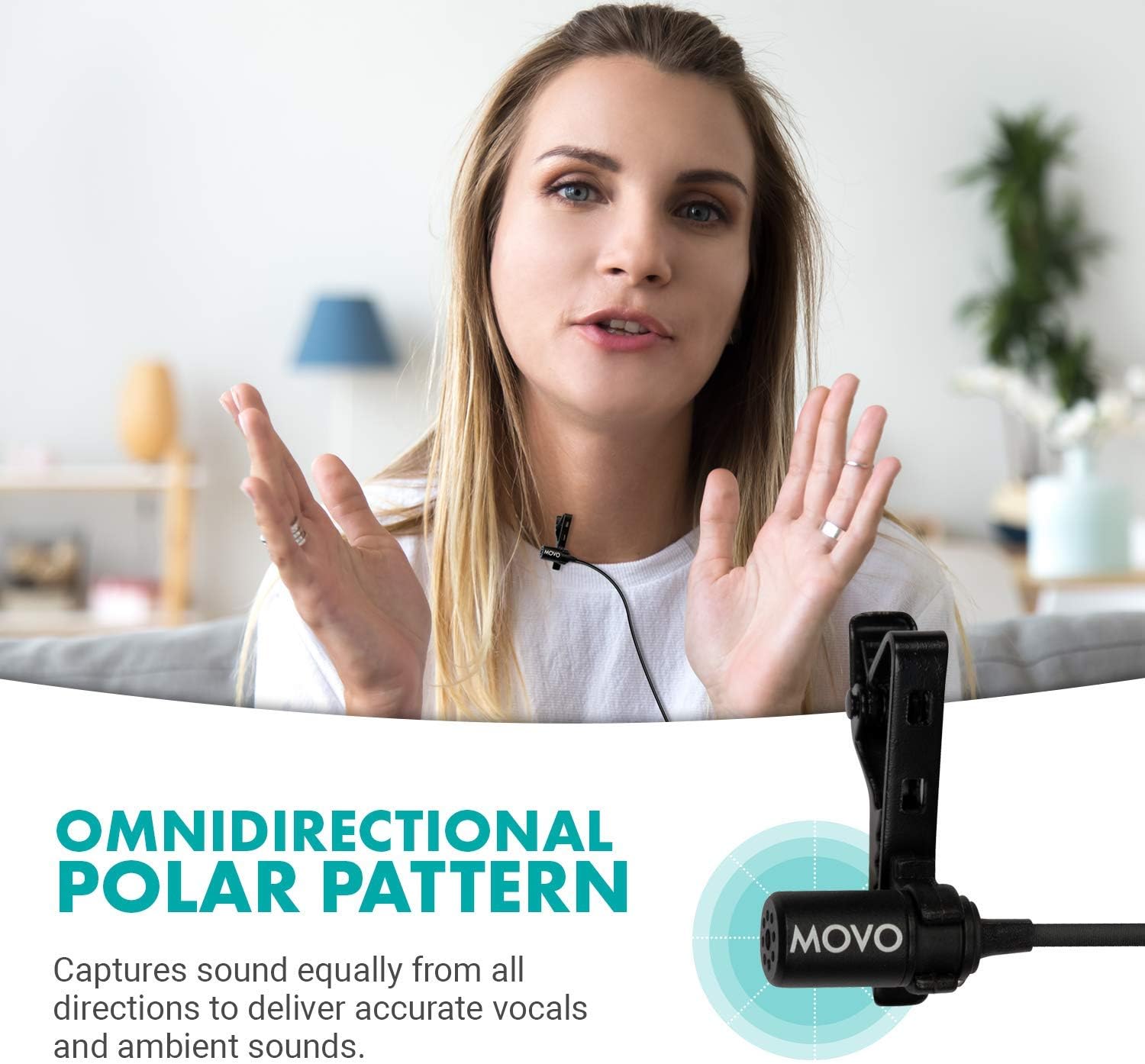 Movo PM10 Lavalier Microphone and Lapel Microphone for iPhone, iPad, Android, and Other Smartphones - Easy Clip on Microphone Perfect for Recording a Podcast, Vlog, Interview, YouTube: Musical Instruments