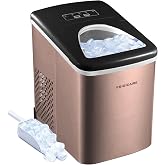FRIGIDAIRE - Stainless Steel Countertop Ice Maker Machine with 26 lb Capacity | Ice Machine Makes 9 Cubes Every 7-15 Minutes | Portable Ice Maker for Countertop with Ice Shovel &amp; Drain Plug