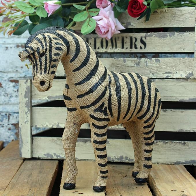 Ablerhome Zebra Decorative Ornament Resin Canvas Sculpture Home Decor