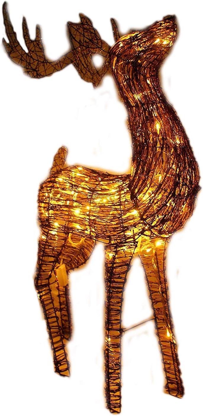 Delicaft 45" Led Lighted Glittering Standing Buck Reindeer Lighted Christmas Yard Art Decoration - Clear Lights