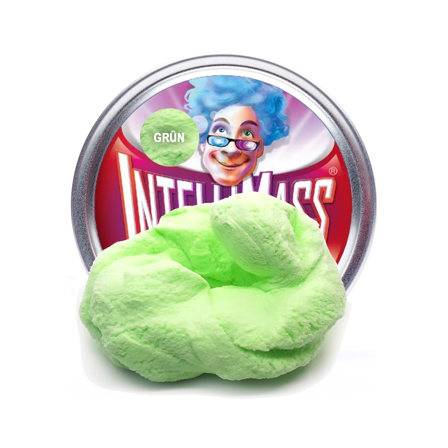 IntelliMass Fluffy Green - Fluffy Light & Soft - Like Cotton Candy Modelling Clay in Metal Tin