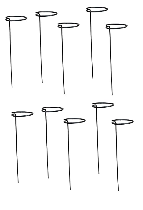 TRUPHE Metal Plant Stem Support Stand, Black, breadth 11 Cm and Length 43 Cm, 10 Pieces