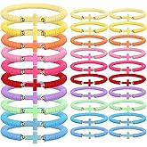Chanumetal 30 Pcs Christian Bracelets, Stackable Clay Cross Bracelet, Colorful Cross Bracelet for Women, Inspirational Christian Gifts Bulk for Christmas Sunday Team