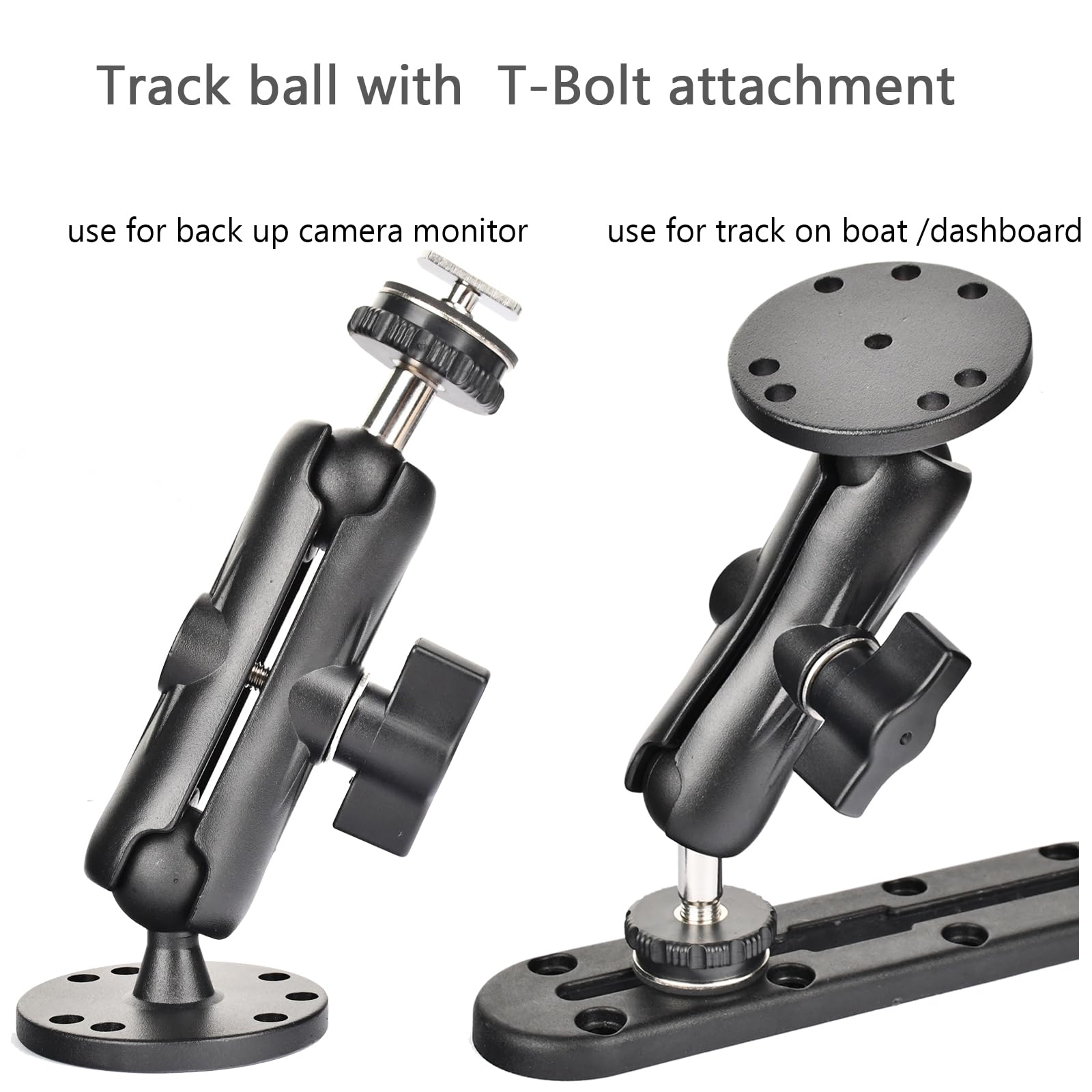 VAUBORTTI Aluminum Ball Mount for Garmin Striker 4,Double AMPS Round Plates,1