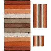 DecorLovee Farmhouse Burnt Orange Brown Bath Towel Set of 3 with Hand Towel, Washcloth - Soft Absorbent Luxury Towels for Bathroom/Kitchen/Beach, Vintage Country Wooden Towel Set