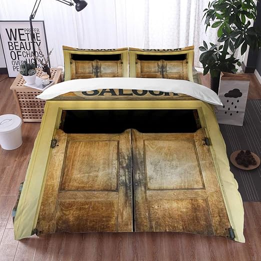 Yuxiang Bettwäsche 3 Teilig Bettgarnitur,Salontüren des rustikalen