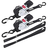 Ayaport Retractable Ratchet Straps Self Retractable Tie Down Straps 1200Lb Break Strength Heavy Duty 12ft for Motorcycle, Dirt Bike, Moving Cargo, Car, Truck Accessories (2, 1" x12')