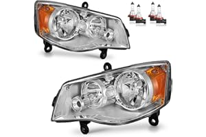 KarSpareHub Headlights Assembly for 2011-2020 Dodge Grand Caravan, for 2008-2016 Chrysler Town Country Headlamp Replacement P