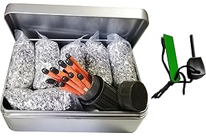 EGREEN Emergency Fire Starter Magnesium 6 Bags Waterproof Windproof Weatherproof Matches Ferro Rod Camping Hiking Bushcraft Bug Out Bag Backpack Outdoor Survival + Tin Box
