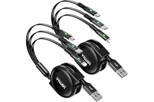 YTLUSN Coiled Multi Charging Cable 3A, 2Pack Retractable Lightning Cable, Multi Charger Cable 4Ft for Car, Retractable Car Charger with IP/Type C/Micro Ports for iPhone/iPad/Samsung Galaxy/Tablets/PS & More