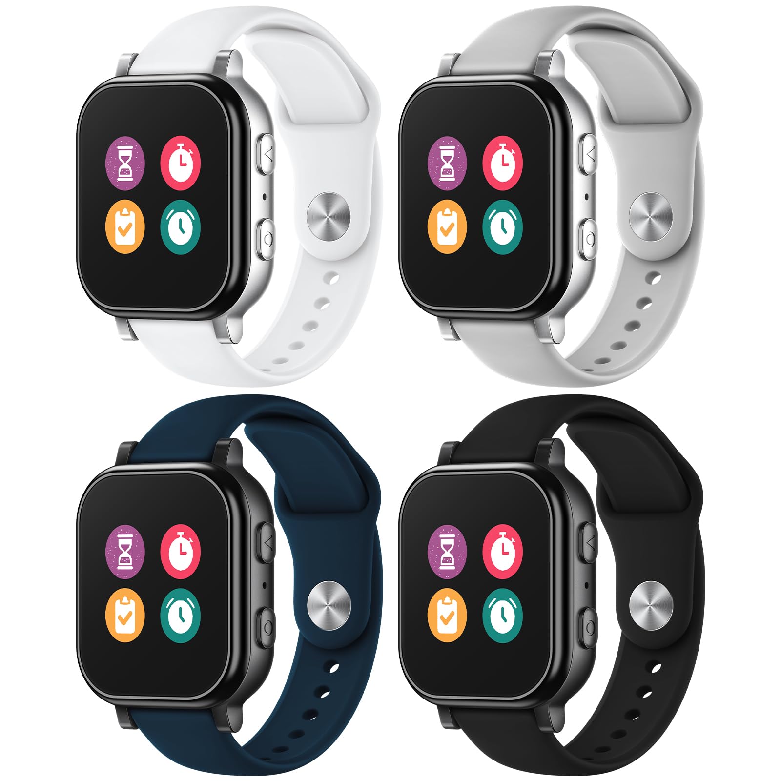 4 Pack Waterproof Silicone Gizmo Watch Band for kids Compatible for Gizmo Watch 3 2 1/ Gabb Watch 3 2 1/ SyncUP/Cosmo JrTrack Watch, Adjustable Sport Bands Replacement Small Size for Boys Girls
