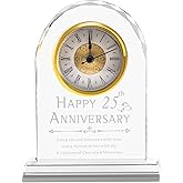 25th Anniversary Wedding Decorations - Crystal Clock & Keepsake Gifts for Couple & Parents