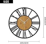 HAITANG 20IN Large Silent Wall Clock Black Roman Numeral Battery Operated view 4