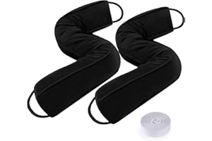 Sunolga 2 Pack Door Draft Stopper Filled with Glass Beads & Cotton, 28 Inches Removable Machine Washable Sound Proof Under Door Draft Blocker with Anti-Abrasion Bottom for Door and Window, Black