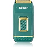 KEMEI Foil Shaver Double Electric Shaver for Men Electric Razors Head Shaver for Bald Men Barber Supplies Hair & Beard Trimmer Cordless Rechargeable, Green