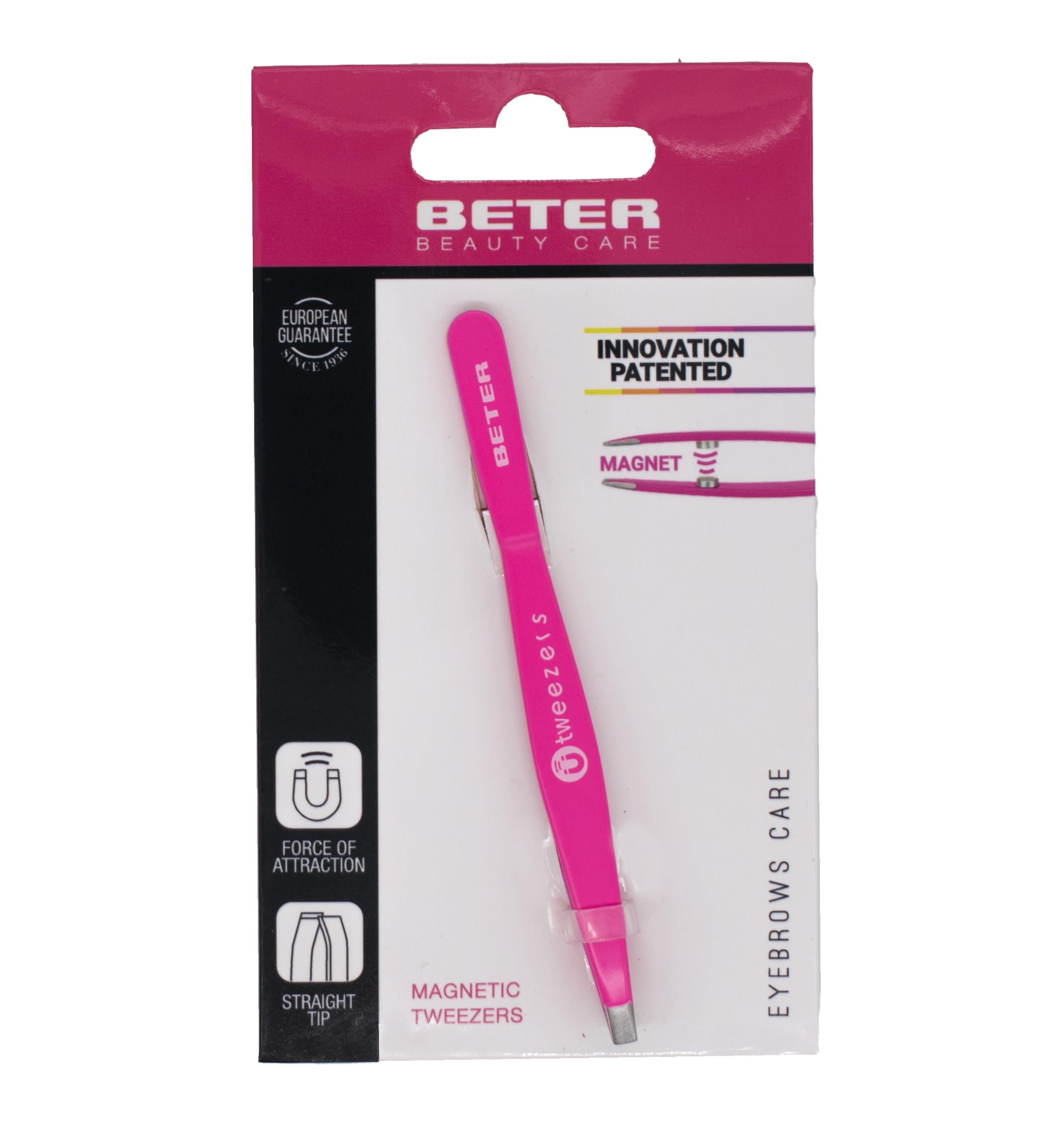 Beter - Magnetic Hair Removal Tweezers, Straight Tip for Precise and Fast Hair Removal – Fuchsia — image 1