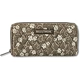 Bella Taylor Slim Card Wallet for Women | Quilted Cotton Fabric Zip Around Credit Card Wallet with RFID Protection | Woodland Floral