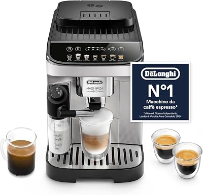 Magnifica Evo ECAM292.81.SB, macchina da caffè con sistema lattiero-caseario, 7 tasti di scelta diretta per cappuccino, espresso e altre specialità del caffè, pannello di controllo, 2 tazze,
