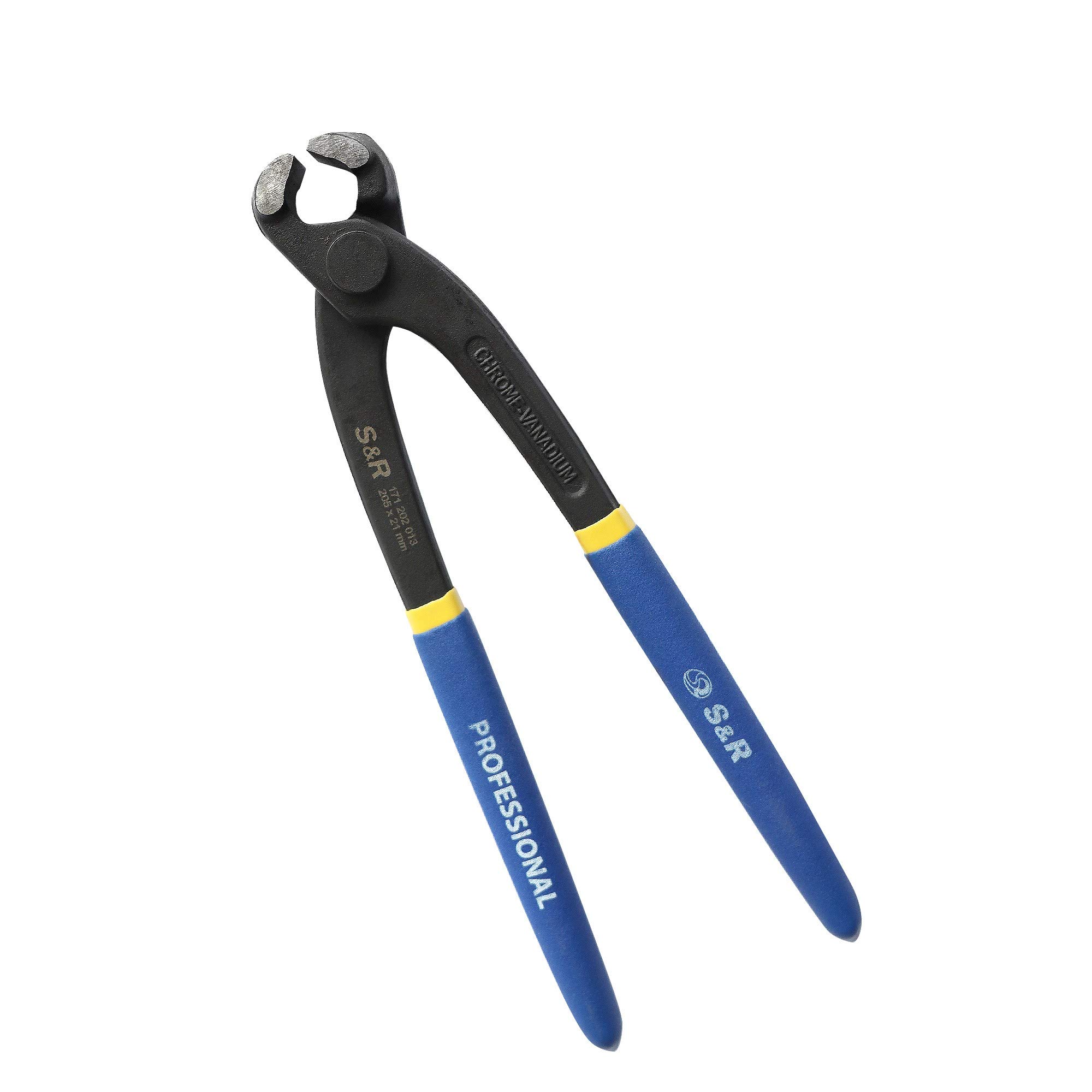 S&R Pincers ECO 205 mm, Made of Chrome Vanadium Steel, Blue PVC Coated Handles
