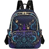 ALAZA Moon Star Witchy Blue & Purple Mini Backpack Purse for Women Travel Bag Fashion Daypack Back Pack Shoulder Bag