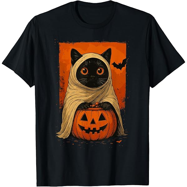 Camiseta De Halloween Para Mujer Con Diseño De Gato Negro Y Calabaza - Manga Larga, Cómoda, Perfecta Para La Temporada De Terror