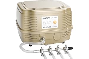 INCLY 7W 245 Gallon Commercial Aquarium Air Pump with 4 Adjustable Filter Outlet, Quiet Water Hydroponics Oxygen Aerator for 