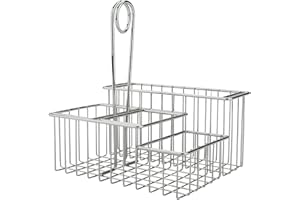 GET G.E.T. 4-21699 Chrome Four Compartment Condiment Caddy Metal Specialty Servingware Collection, 8" x 7" x 9" Tall, Chrome