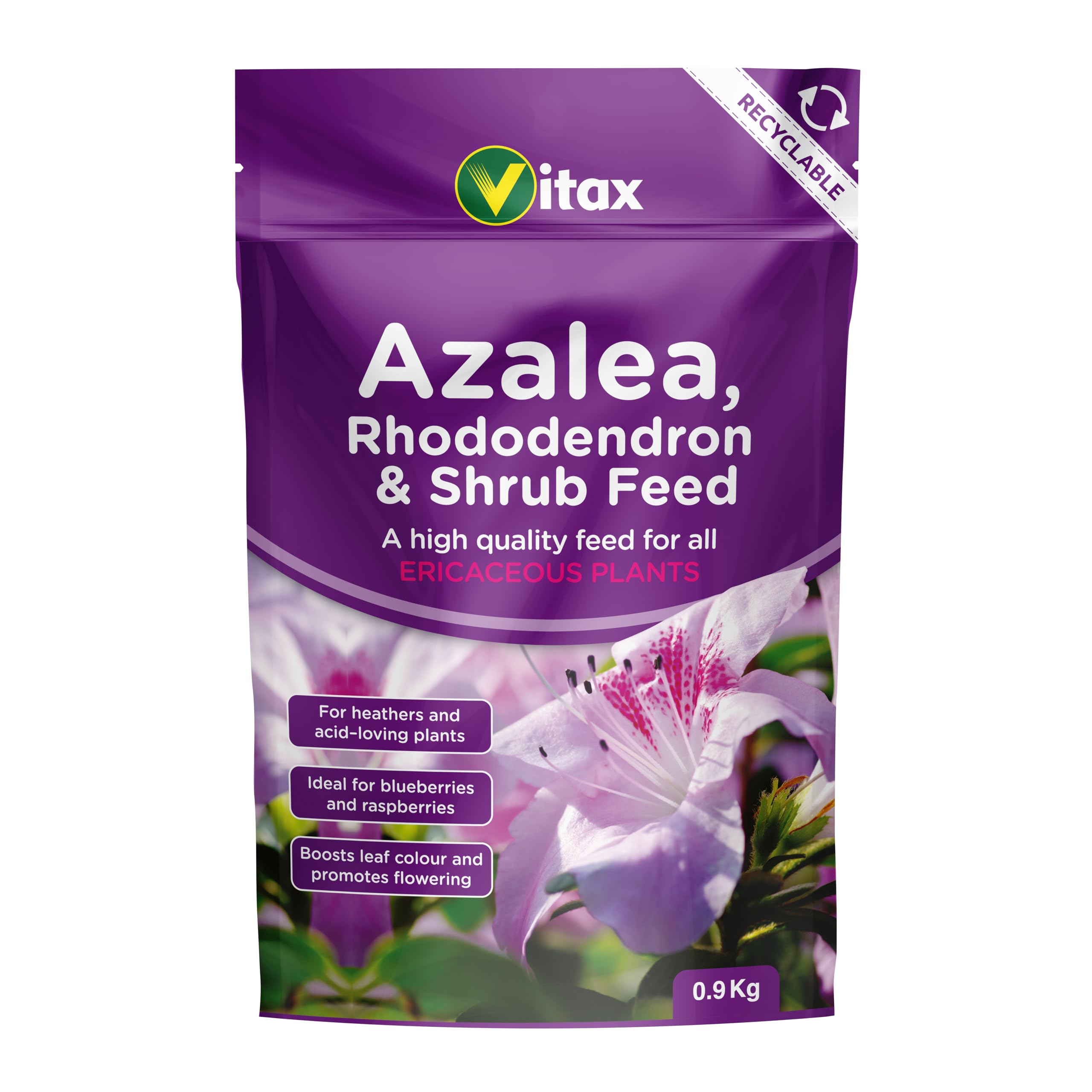 Vitax Azalea, Rhododendron & Shrub Feed - Boosts All Ericaceous Plants - 0.9kg Pouch