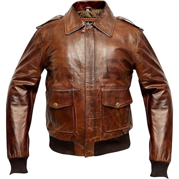 Aviator A-2 Distressed Brown Real Cowhide Leather Bomber
