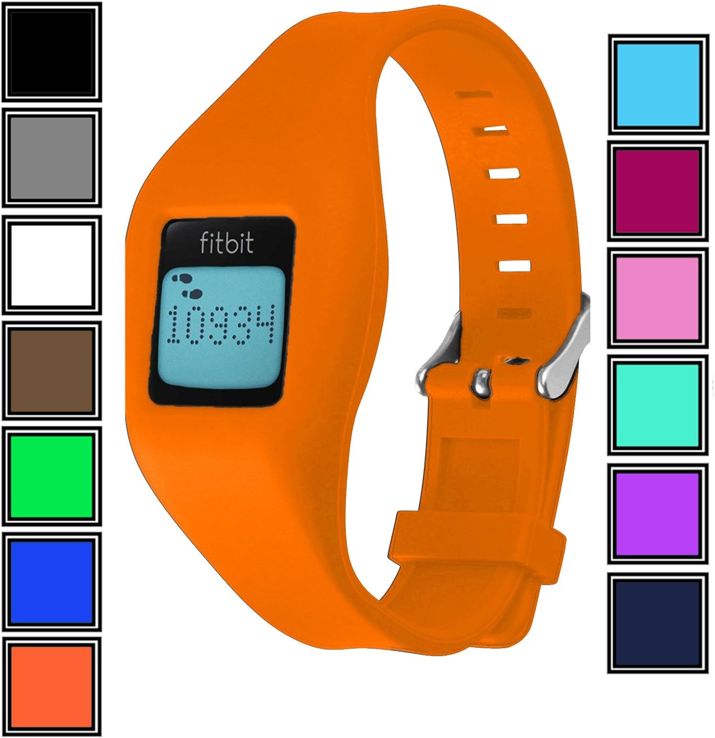 DelTex(Orange Silicone Band/Strap With Secure Adjustable Buckle Fastener For Fitbit Zip Activity Tracker Wristband Bracelet