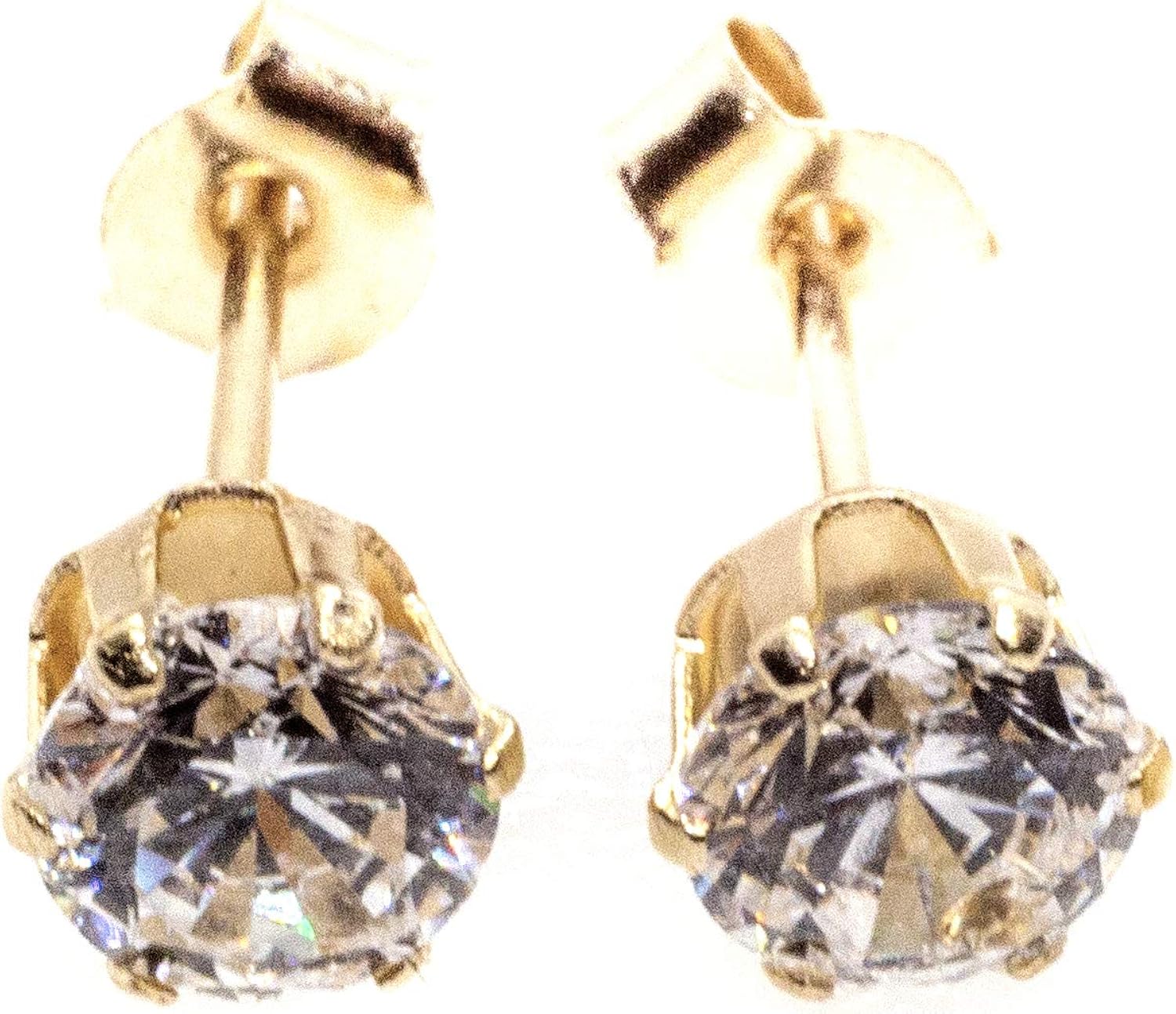 Arranview Jewellery 3 mm CZ solitaire stud earrings in 9ct yellow gold, White - Image 5