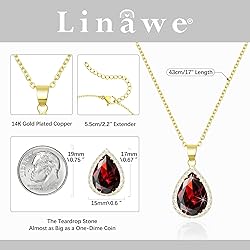 Linawe Ruby Necklace for Women Trendy, Red Crystal